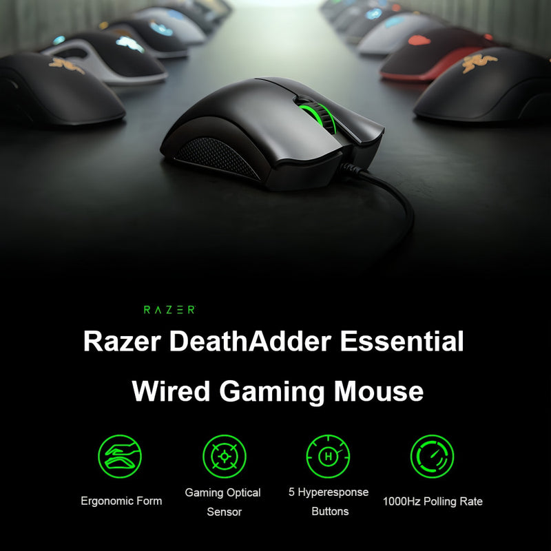 Razer Mouse Óptico Ergonômico De DeathAdder 6400DPI Com Fio USB